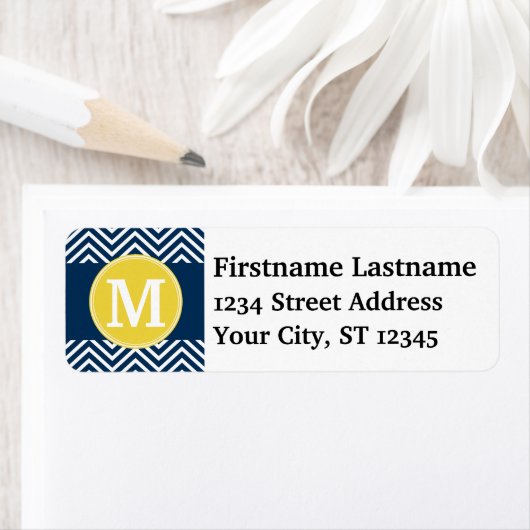 Navy und White Zickzack Pattern Custom Monogram (Insitu)