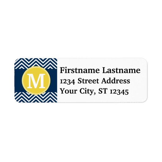 Navy und White Zickzack Pattern Custom Monogram (Vorne)