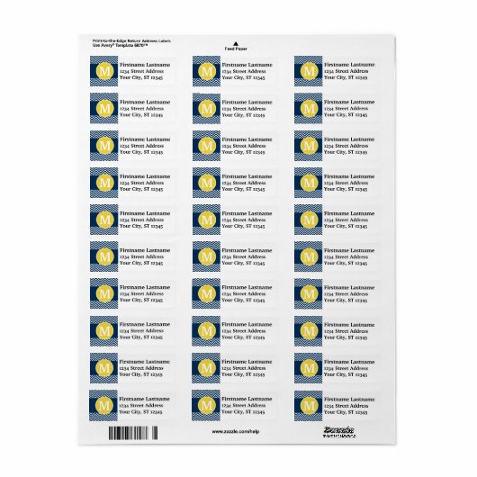 Navy und White Zickzack Pattern Custom Monogram (Vorne)