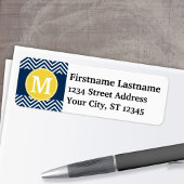 Navy und White Zickzack Pattern Custom Monogram