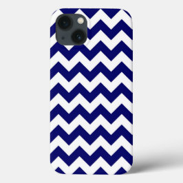 Navy und White Zigzag Muster iPhone 13 Hülle