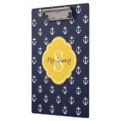 Navy und Yellow Anchors Custom Monogram Klemmbrett (Links)