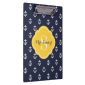 Navy und Yellow Anchors Custom Monogram Klemmbrett (Rechts)