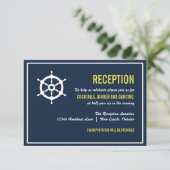 Navy und Yellow Nautical Wedding Card Begleitkarte (Stehend Vorderseite)