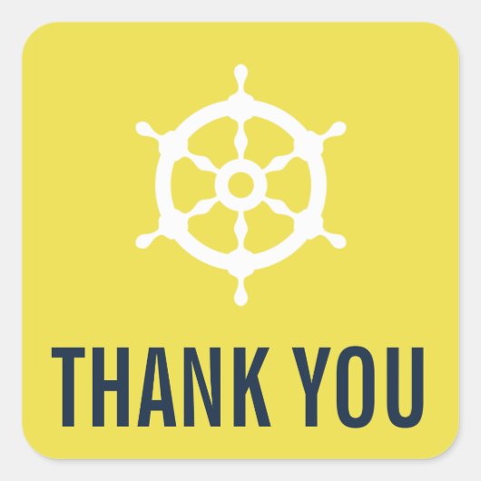 Navy und Yellow Nautical Wedding Danke Sticker (Vorderseite)