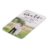 Navy Unser Abenteuer beginnt Save the Date Foto Magnet (Linke Seite)