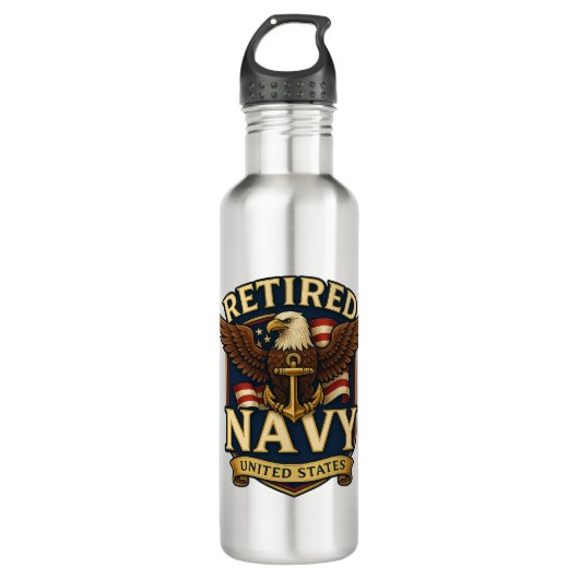 Navy USN Veteran Edelstahlflasche (Vorderseite)