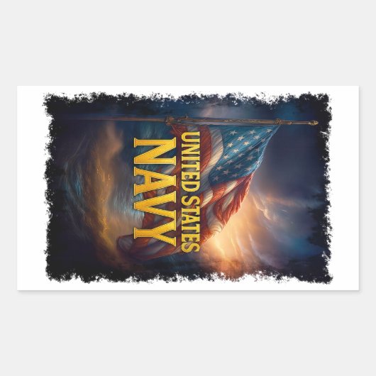Navy USN Veteran Rechteckiger Aufkleber (Vorderseite)
