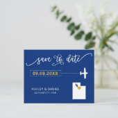 Navy Utah Wedding Save the Date Map Postcard Postkarte (Stehend Vorderseite)