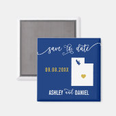Navy Utah Wedding Speichern Sie die Datumskarte Magnet (Vorderseite/Rückseite)