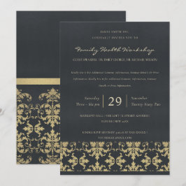 NAVY VELVET GOLD DAMASK CLASSIC WORKSHOP EVENT EINLADUNG