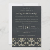 NAVY VELVET SILVER DAMASK CLASSIC WORKSHOP EVENT EINLADUNG (Vorderseite)