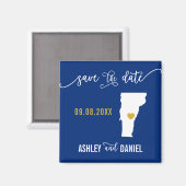 Navy Vermont Wedding Save the Date Map Magnet (Vorderseite/Rückseite)
