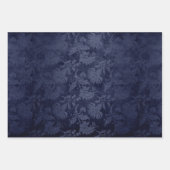 Navy Verziert Damask Blue Pattern Geschenkpapier Set (Vorderseite 2)