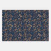Navy Verziert Damask Blue Pattern Geschenkpapier Set (Vorderseite 3)