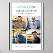 Navy Veteran 4 Photo Celebration of Life Welcome Poster (Vorne)