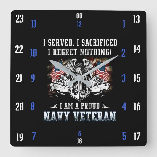 NAVY VETERAN QUADRATISCHE WANDUHR (Vorderseite)
