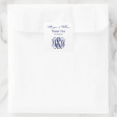Navy Vine Script Monogram B&G DIY BG Quadratischer Aufkleber (Tasche)