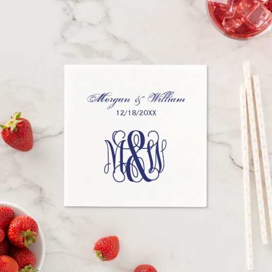 Navy Vine Script Monogram B&G DIY BG Serviette (Beispiel)