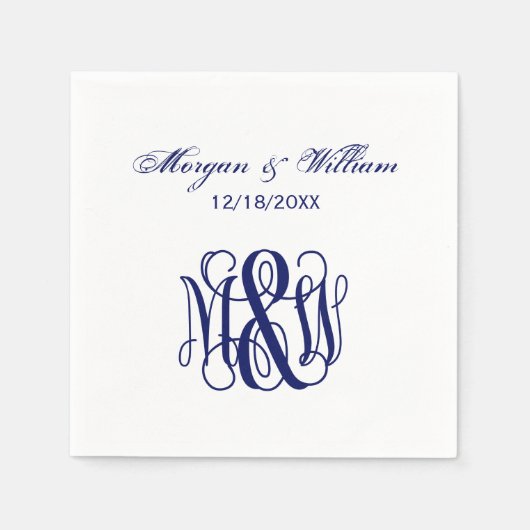 Navy Vine Script Monogram B&G DIY BG Serviette (Vorderseite)
