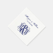 Navy Vine Script Monogram B&G DIY BG Serviette (Ecke)