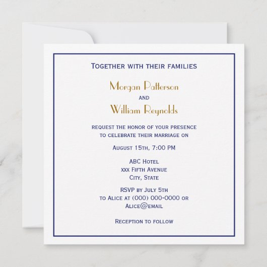 Navy Vine Script Monogram B&G DIY BG Wedding Einladung (Rückseite)