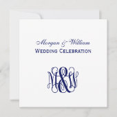 Navy Vine Script Monogram B&G DIY BG Wedding Einladung (Vorderseite)