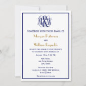 Navy Vine Script Monogram B&G DIY BG Wedding Einladung (Vorderseite)