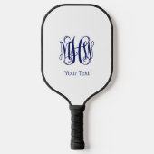 Navy Vine Script Monogram DIY BG Pickleball Schläger (Vorderseite)