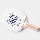 Navy Vine Script Monogram DIY BG Tischtennis Schläger (Seitenansicht)