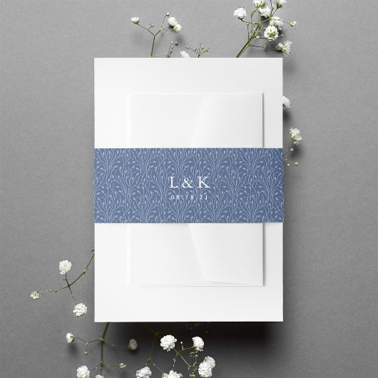 Navy Vines Muster Monogram Einladungsbanderole