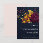 NAVY VINTAG BURGUNDY FLORAL WEDING RECEPTION BEGLEITKARTE (Vorne/Hinten)