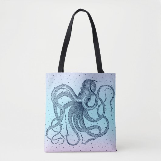 Navy Vintag Steampunk Octopi Illustration Tasche (Vorderseite)