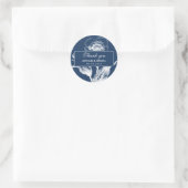 Navy Vintage Blume Hochzeit Dankeschön Sticker (Tasche)