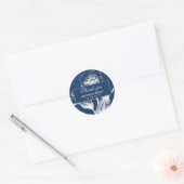 Navy Vintage Blume Hochzeit Dankeschön Sticker (Umschlag)