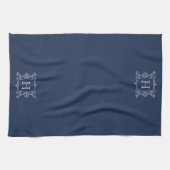 Navy | Vintage Rahmen Monogramm Geschirrtuch (Horizontal)