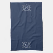 Navy | Vintage Rahmen Monogramm Geschirrtuch (Vertikal)