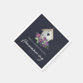 NAVY VIOLET FLORAL BIRD HOUSE HOUSEWARMING PARTY SERVIETTE (Ecke)