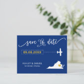 Navy Virgnia Wedding Save the Date Map Postcard Postkarte (Stehend Vorderseite)
