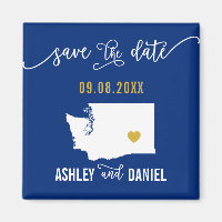 Navy Washington Staat Wedding Save the Date Map