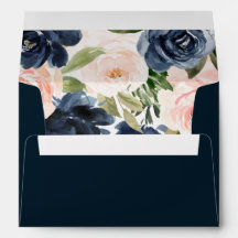 Navy Wasserfarbe Rosa Blume Bridal Hochzeit