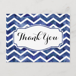 Navy Wasserfarbe Zickzack Danke Postcard Postkarte