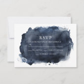 Navy Wasserfarbenmalerei, Paint Splash & White Wed RSVP Karte (Vorderseite)