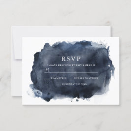 Navy Wasserfarbenmalerei, Paint Splash & White Wed RSVP Karte