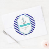 Navy, Wassergymnastik-Hochzeit Sichern Sie das Dat Runder Aufkleber (Umschlag)