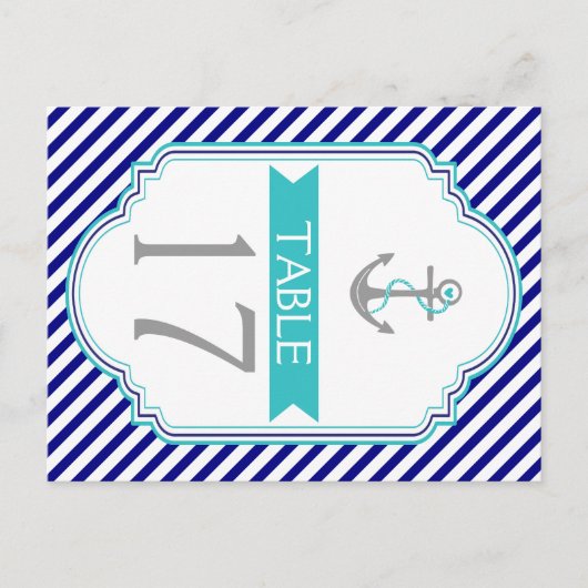 Navy, Wassergymnastik, Hochzeit Tischnummer (Vorderseite)