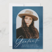 Navy Watercolor Arch Foto Abschluss Ankündigung (Vorderseite)