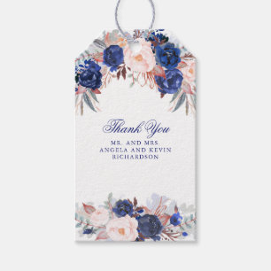 Navy Watercolor-Blume Geschenkanhänger
