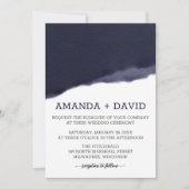 Navy Watercolor Brush Stroke Wedding Einladung (Vorderseite)