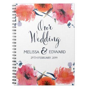 Navy Watercolor Floral Spiral Journal Notebook Notizblock